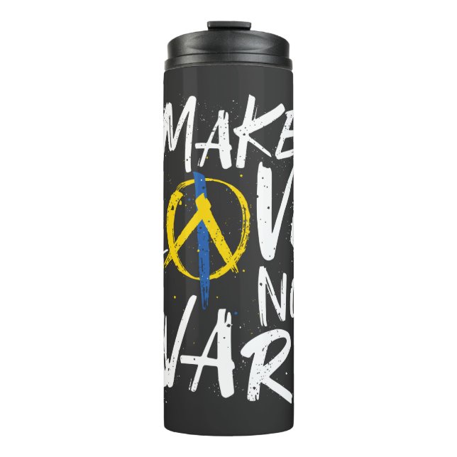 Garrafa Térmica Faça amor não guerra apoiar a Ucrânia (Frente)