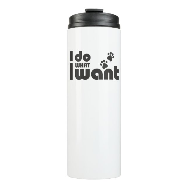 Garrafa Térmica Faço o que quero, gatinho engraçado, amigos peludo (Frente)