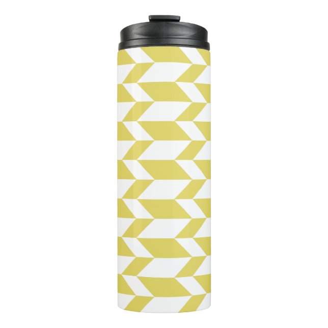 Garrafa Térmica Faixa Chevron com Seta de Dois Tom Negrito Amarelo (Frente)