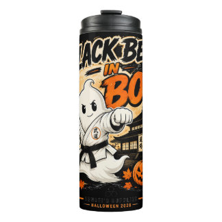 Garrafa Térmica Faixa Preta em Tumbler de Karatê de Halloween Boo