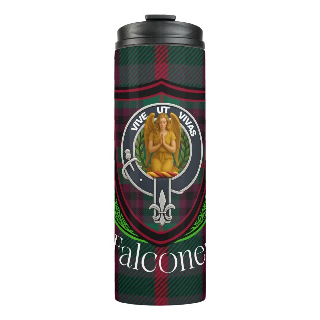 Garrafa Térmica Falconer Scottish Clan Tartan & Crest (Frente)