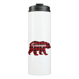 Garrafa Térmica Família de Xadrezes Vermelhas de Grampa Bear Buffa
