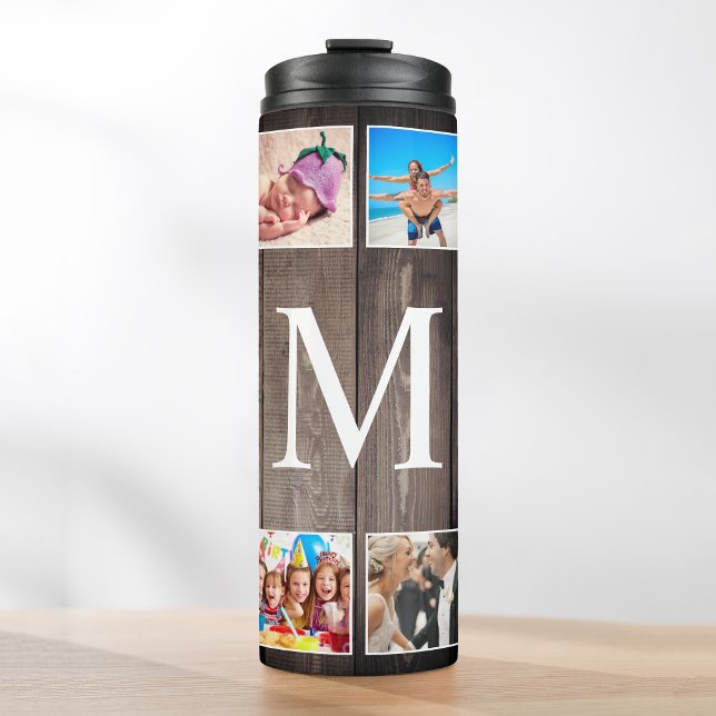 Garrafa Térmica Família Farmhouse Rustic Farmhouse de Colagem de F (Criador carregado)