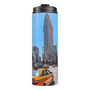 Garrafa Térmica Famoso Edifício Flatiron Nova York Táxi Amarelo Re