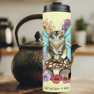 Garrafa Térmica Fantasia Floral de Gato Fada Tabby Pastel Capricho