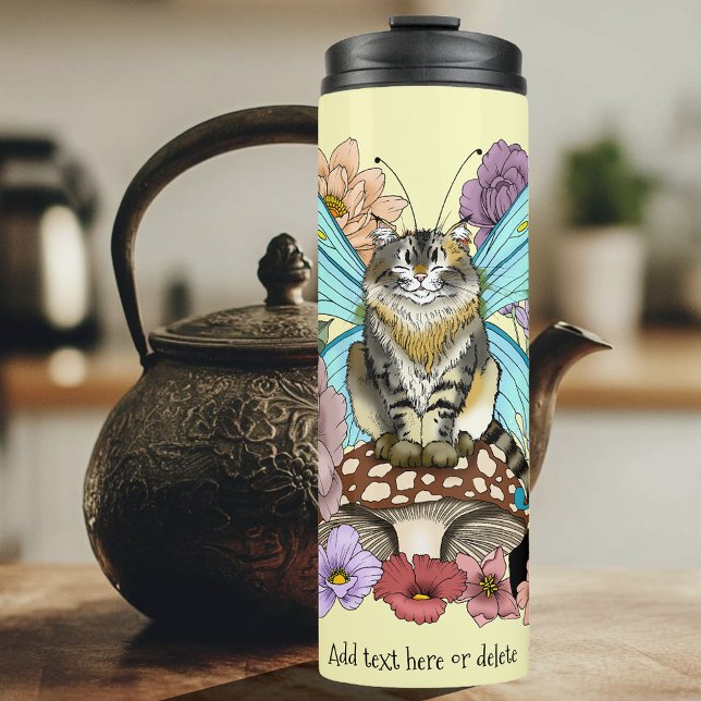 Garrafa Térmica Fantasia Floral de Gato Fada Tabby Pastel Capricho (Criador carregado)