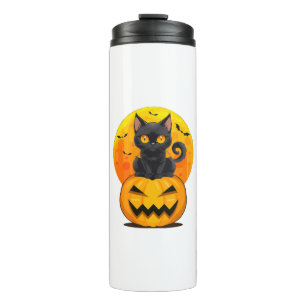 Garrafa Térmica Fantasias de Halloween de Abóbora de Gato Preto