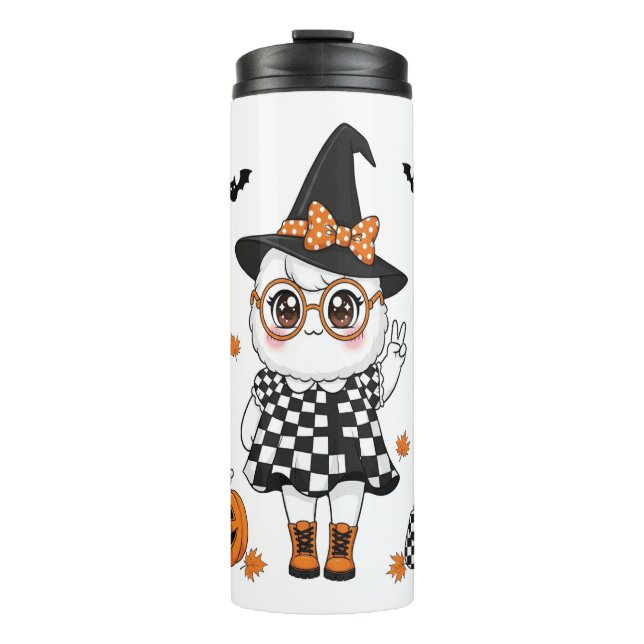 Garrafa Térmica Fantasma de Halloween Fofo (Frente)