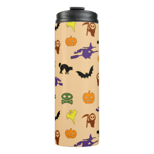 Garrafa Térmica Fantasmas de Halloween fofos padrão de desenho de