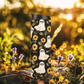 Garrafa Térmica Fantasmas do Gótico de Verão e Girassóis Spooky