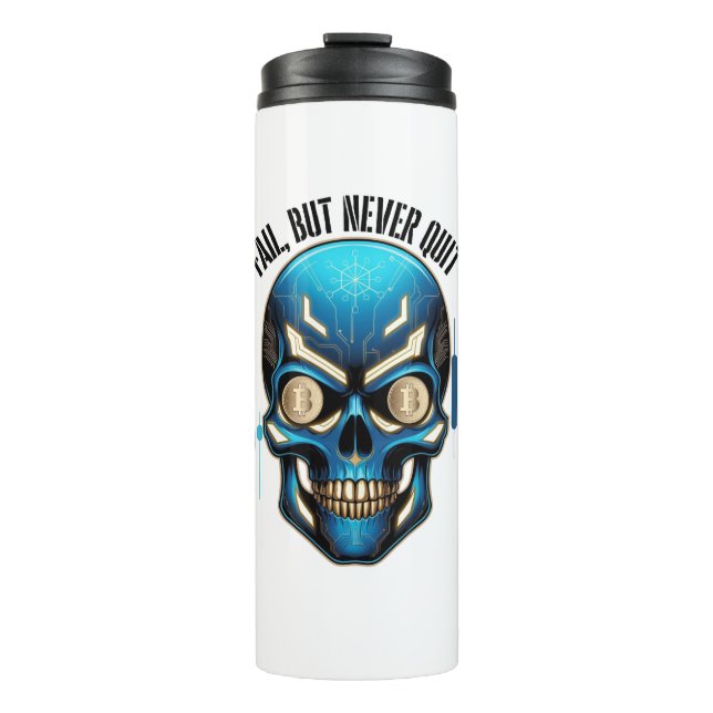 Garrafa Térmica Fantasy Design | Crypto Btc | Motivation | Blue (Frente)