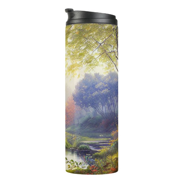 Garrafa Térmica Farmhouse/stream/bosque/pintura (Rotação à direita)