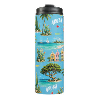 Garrafa Térmica Faro da ilha caribenha de Aruba viagem lembrança