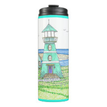 Farol de Verão 3; Tumbler Térmico; Aqua Brilhante