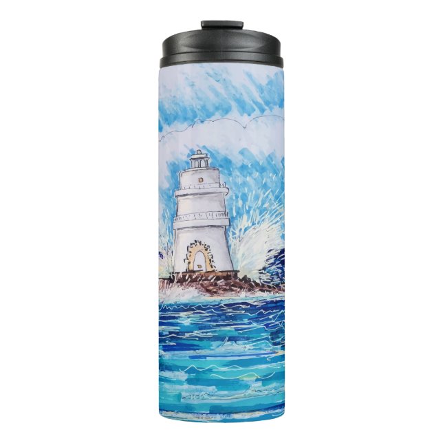 Garrafa Térmica Farol em Azul (Frente)