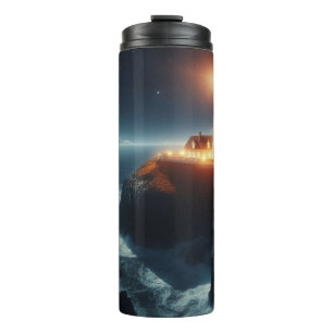 Garrafa Térmica Farol náutico/costeiro à noite com lua