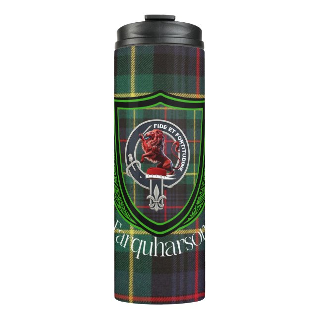 Garrafa Térmica Farquharson Scottish Clan Tartan & Crest (Frente)