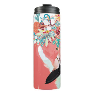 Garrafa Térmica Fashion illustration with drawn pink flamingoflami