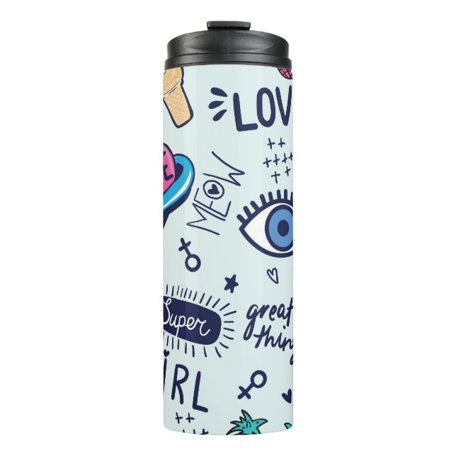 Garrafa Térmica Fashion Patch: Pop Art Stickers. (Frente)