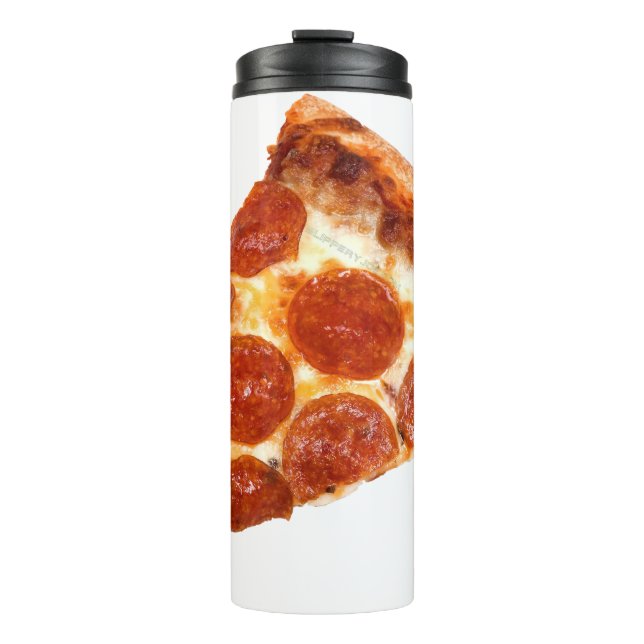 Garrafa Térmica Fatia de pizza de pepperoni clássica da SlipperyJo (Frente)