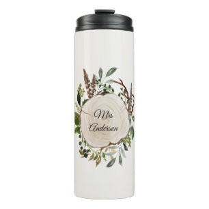 Garrafa Térmica Fatia russa de madeira de giz foliar