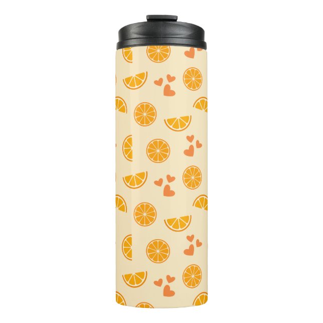Garrafa Térmica Fatias e Corações Laranja (Frente)