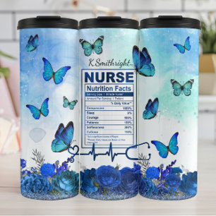 Garrafa Térmica Fatos de Nutrição de Enfermeira Borboleta Azul