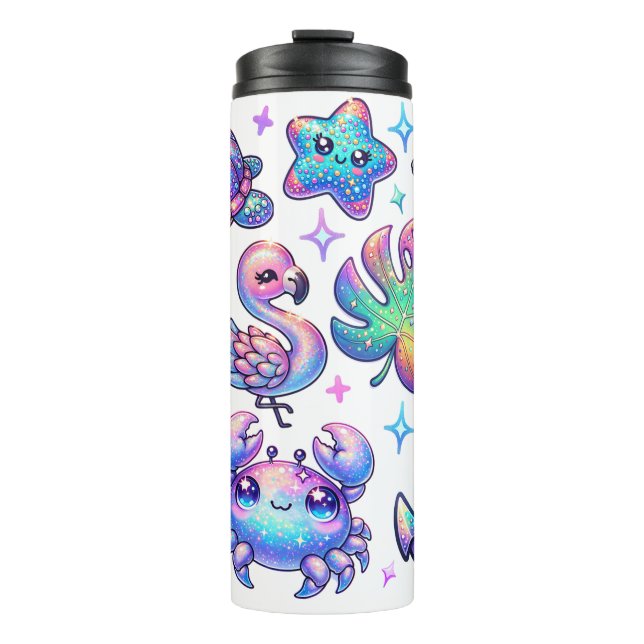 Garrafa Térmica Faux Glitter Beach Design (Frente)