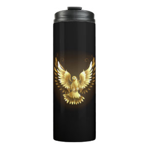 Garrafa Térmica Faux Gold Foil Peace Dove em Preto