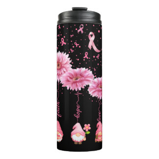 Garrafa Térmica Fé de Fé de Fita Rosa Goma Esperança e Amor Preto