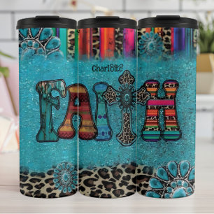 Garrafa Térmica Fé: Turquesa, Leopardo, Estampado