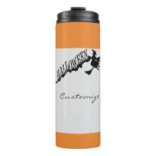 Garrafa Térmica Feiticeira Assustadora Andando de Vassoura Hallowe