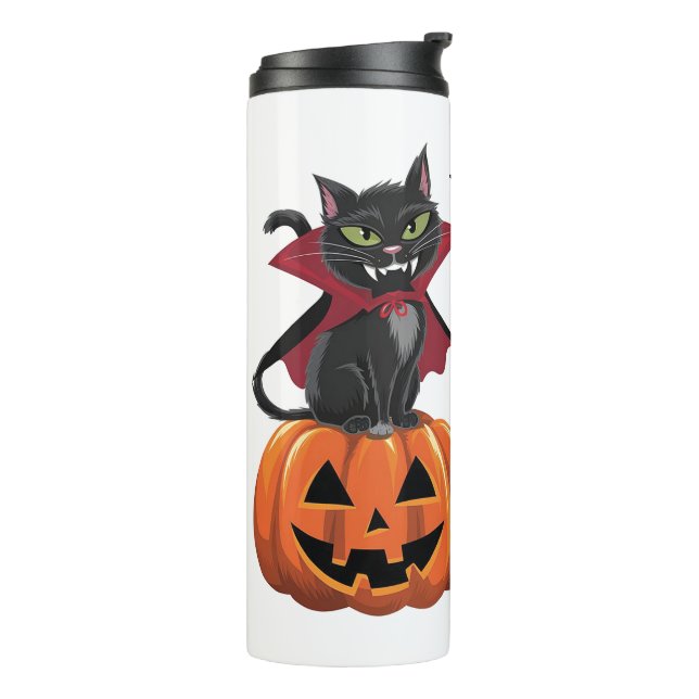 Garrafa Térmica Feline Fang-tastic Halloween Vamire Cat Design (Giro à esquerda)