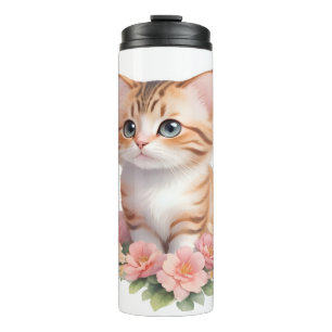 Garrafa Térmica Felino Quente Floral de Gato Gato
