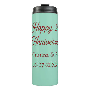 Garrafa Térmica Feliz 25º aniversário boho retrô verde pastel mauv