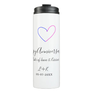 Garrafa Térmica Feliz aniversário rosa azul coração nome data simp