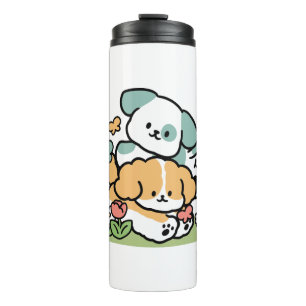 Garrafa Térmica Feliz Cachorro A Cair Em Maio - Arte Canina Kawaii