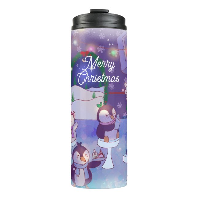 Garrafa Térmica Feliz Café Snowman de Natal (Frente)