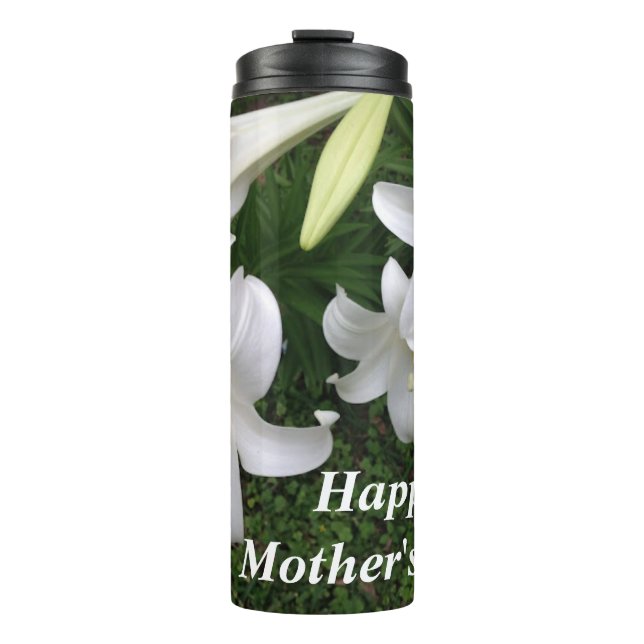 Garrafa Térmica Feliz Dia das Mães White Lily- (Frente)