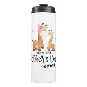 Garrafa Térmica Feliz Dia das Primeiras Mães 🦒 Girafa + Borbol