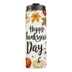 Garrafa Térmica Feliz Dia de Ação de Graças Tumbler Térmico
