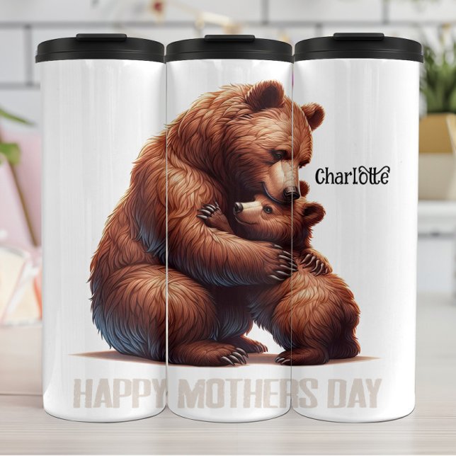 Garrafa Térmica Feliz Dia de as mães: Urso Abraço (Criador carregado)