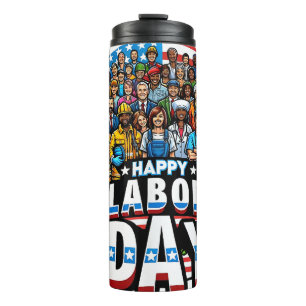 Garrafa Térmica Feliz Dia do Trabalho Americano