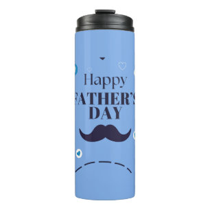 Garrafa Térmica Feliz Dia dos Pais – Desenho de Bigode e Coração