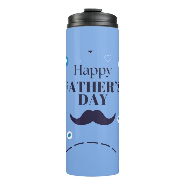 Garrafa Térmica Feliz Dia dos Pais – Desenho de Bigode e Coração (Frente)
