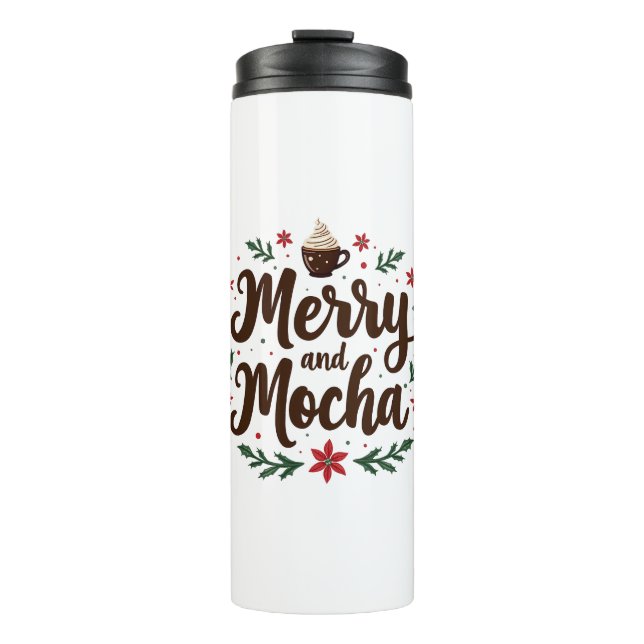 Garrafa Térmica Feliz e Mocha Bebem café Natal Xmas (Frente)