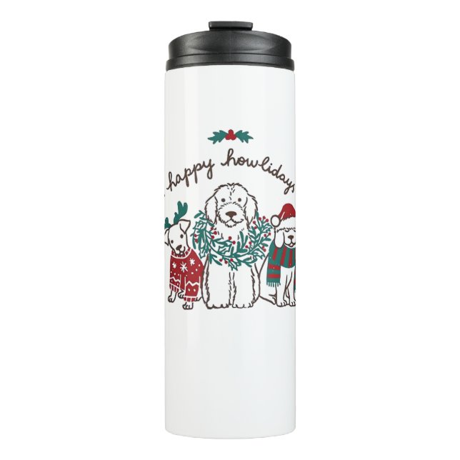Garrafa Térmica Feliz Howlidays Engraçado Presente de Natal para C (Frente)