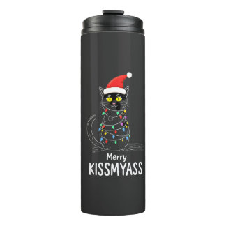 Garrafa Térmica Feliz Kissmyass Gato Divertido Luzes de Natal Prem