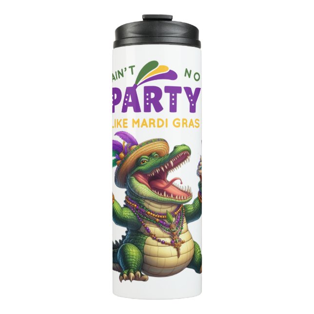 Garrafa Térmica Feliz Mardi Gras Alligator (Frente)