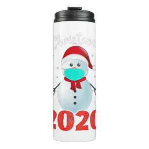 Garrafa Térmica Feliz Natal 2020 Snowman na neve de Mask Pajama